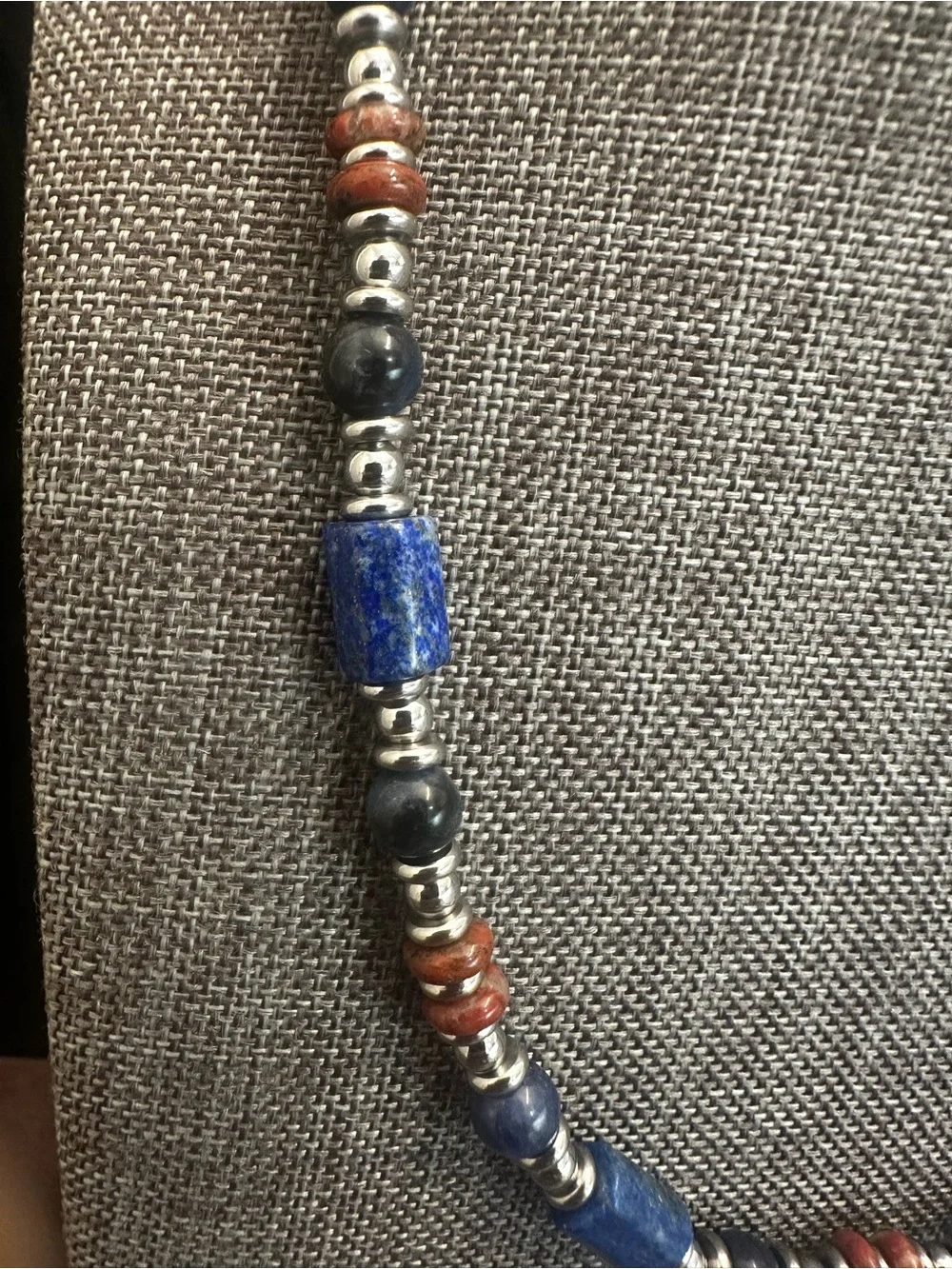 Lapis & Brown Jasper Beaded Necklace - Unisex Jewelry